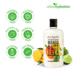 Close up of Urban Hydration Mango and Lime label details