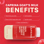Close up of Caprina Goat Milk and Shea Butter branding on bottle