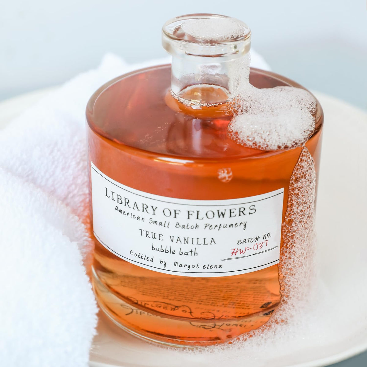 Close up of Library of Flowers True Vanilla luxury bath soap