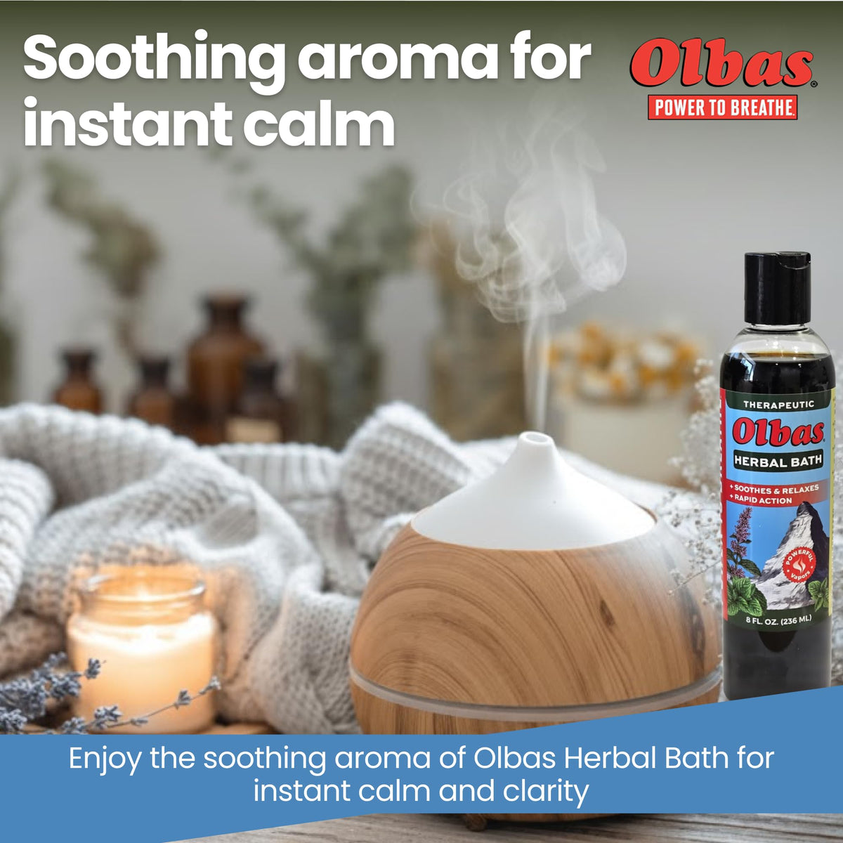 Olbas herbal bath product for muscle relief in home spa setting