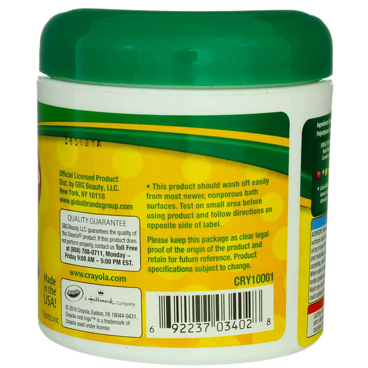 Close up of Crayola Color Bath Dropz tablets in container