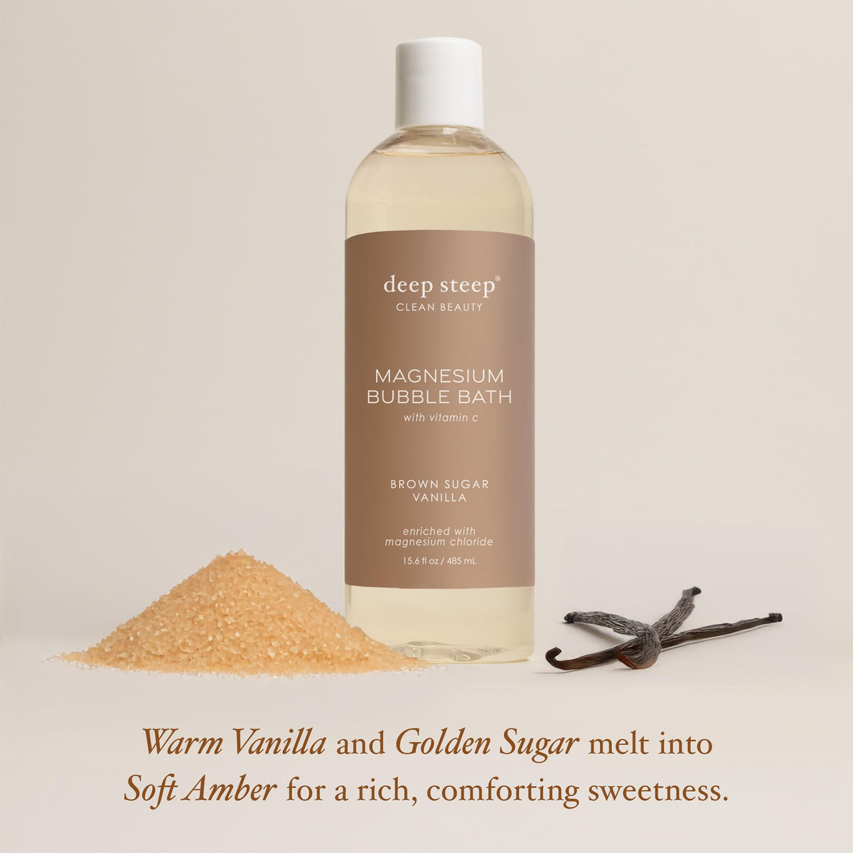Back of Deep Steep bubble bath bottle showing ingredients