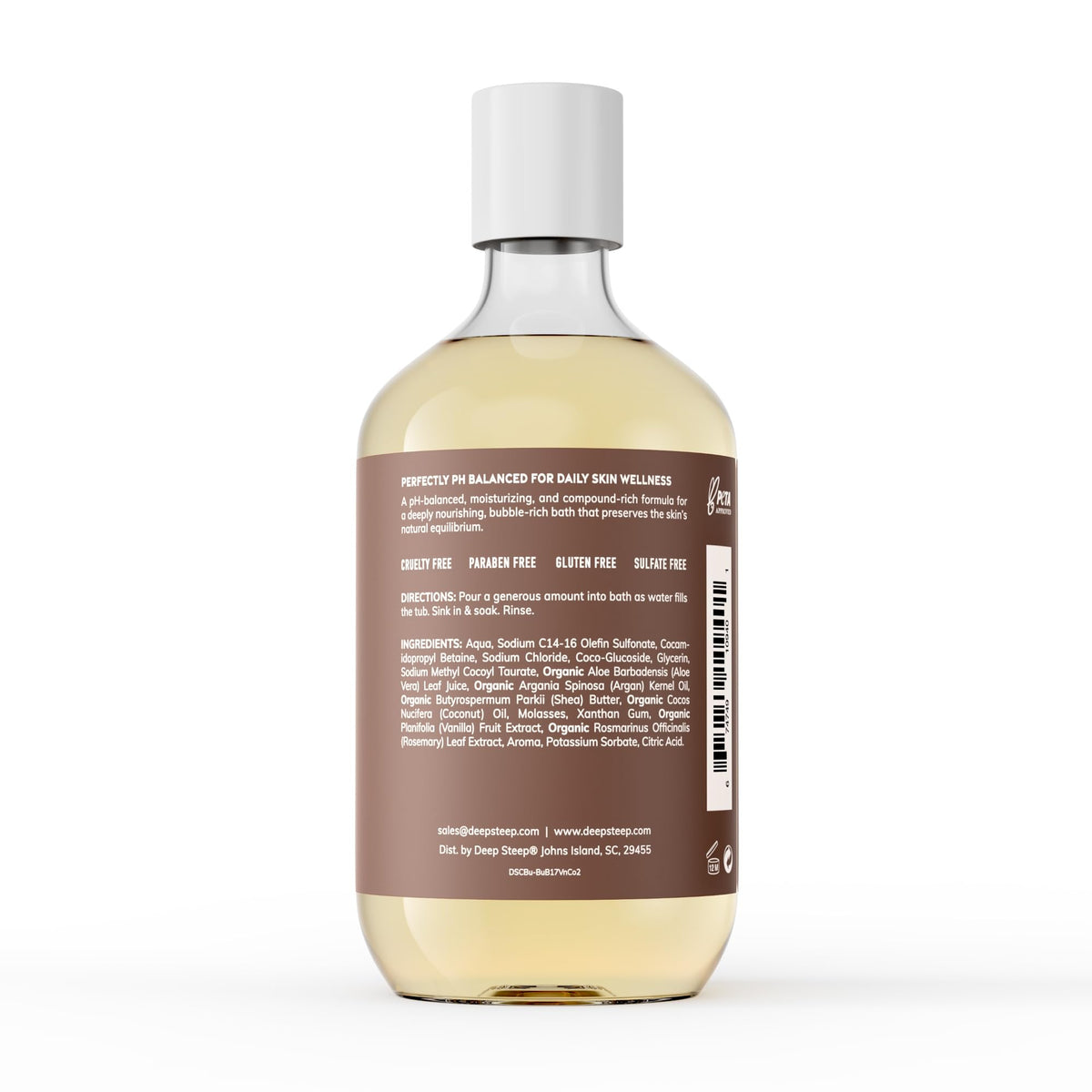 Deep Steep bubble bath seventeen fluid ounce bottle details