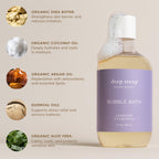 Deep Steep bubble bath packaging highlighting shea butter and argan oil