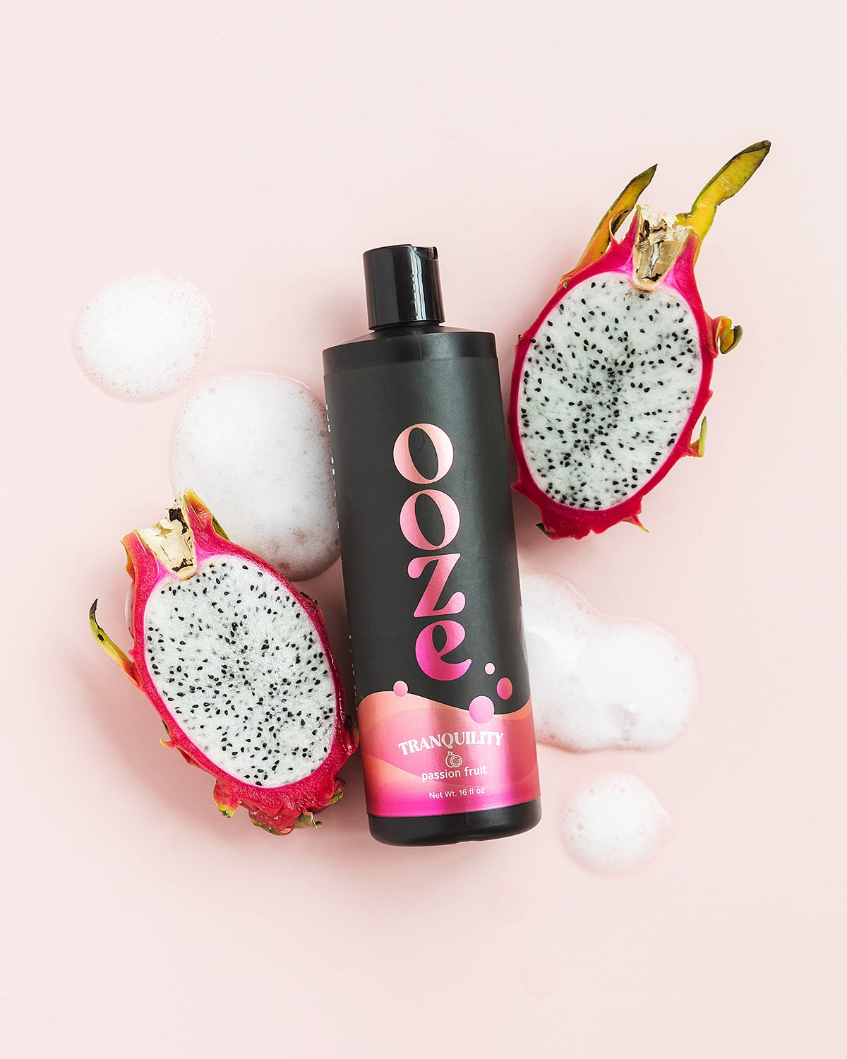 Ooze Passion Fruit Bubble Bath black bottle design