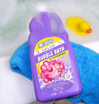 Educational display of Mr. Bubble Calm and Sleep tear-free formula benefits