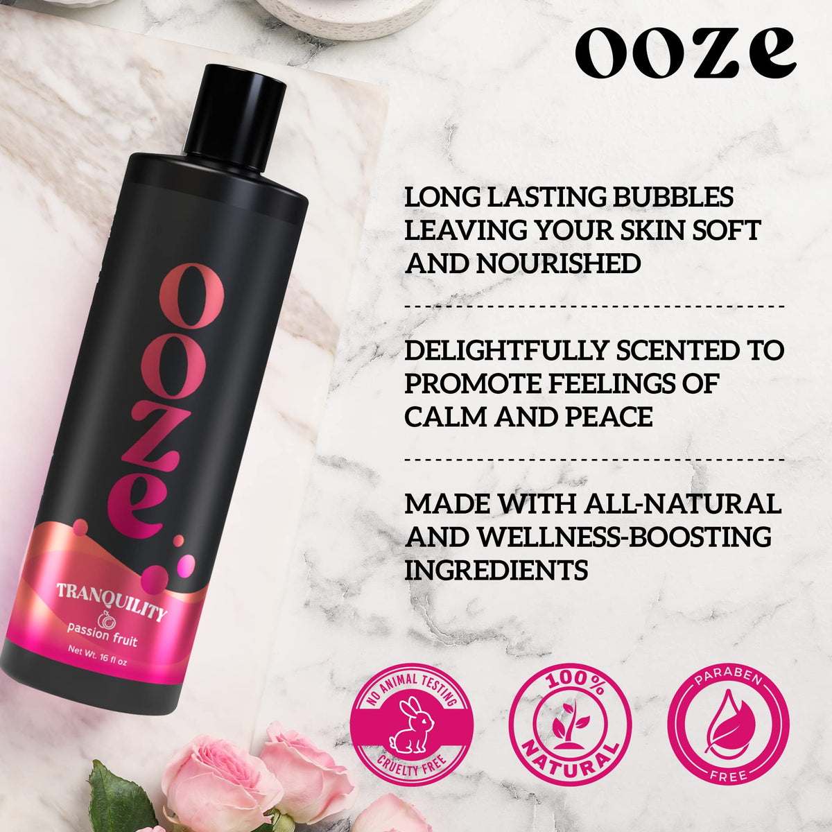 Ooze Bath product label detail for women