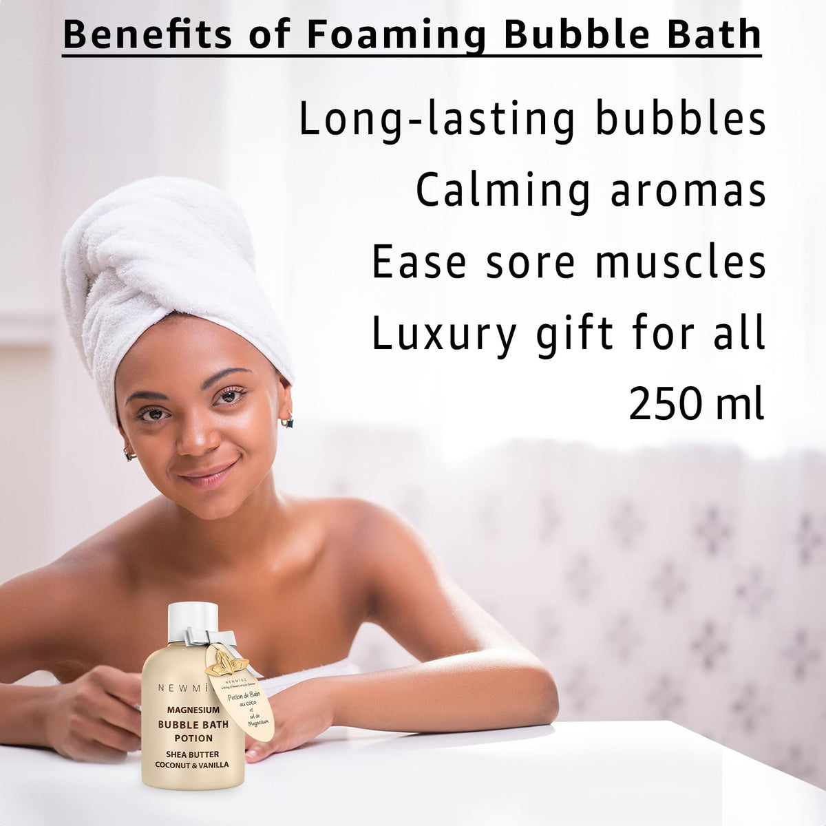 New Miuz Magnesium Bubble Bath foaming bubbles texture