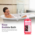 Spa Luxetique rose scented foaming bath bottle detail