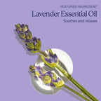 L'Occitane Lavender Foaming Bath bottle on a bathroom shelf