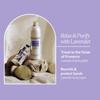 Close up of L'Occitane Lavender Foaming Bath label details