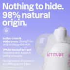 Close up of Attitude plant-based bubble bath label