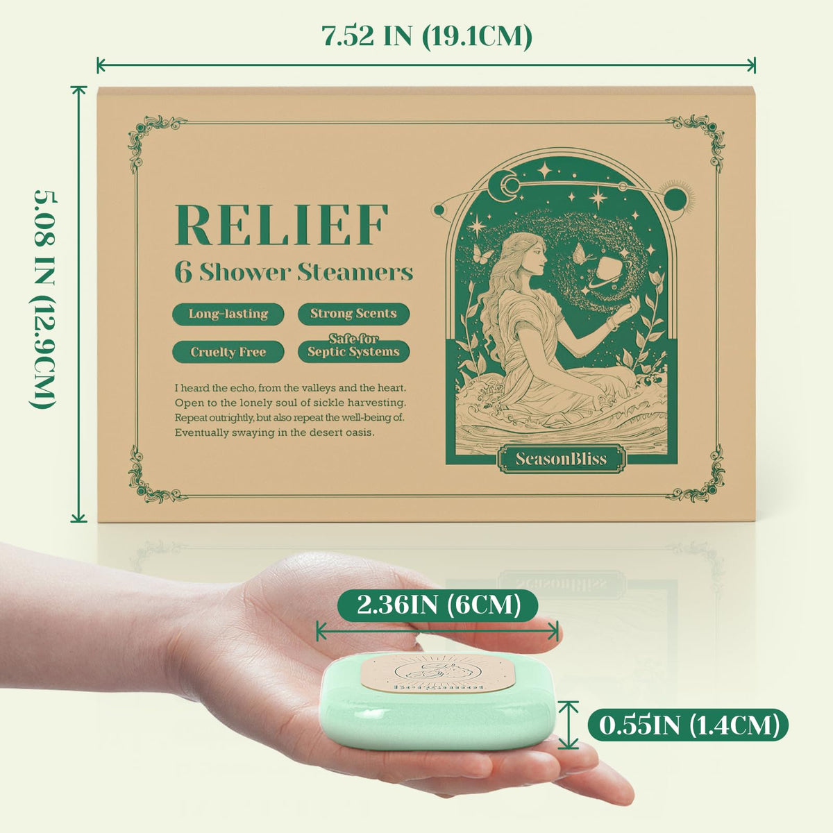 Organic essential oil shower tablets placed on a bathroom shelf for relaxation