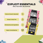 Elegant black presentation box packaging of Explicit Essentials spa relaxation gift set.