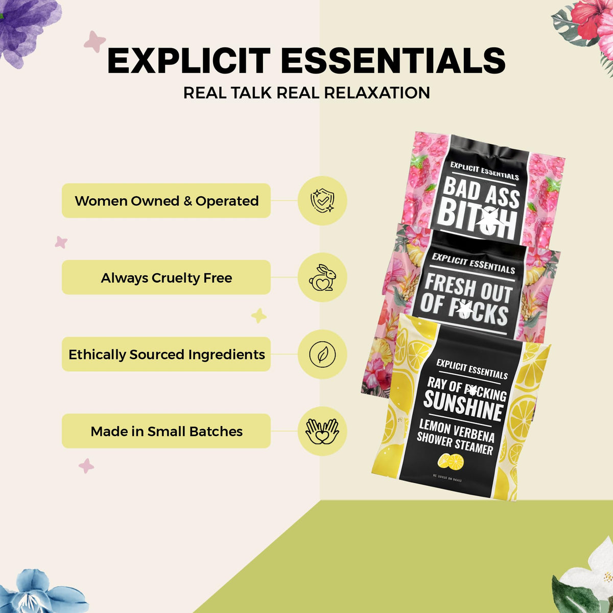 Elegant black presentation box packaging of Explicit Essentials spa relaxation gift set.
