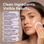Skincare toner pads safe for sensitive skin types showing clear liquid formula infusion