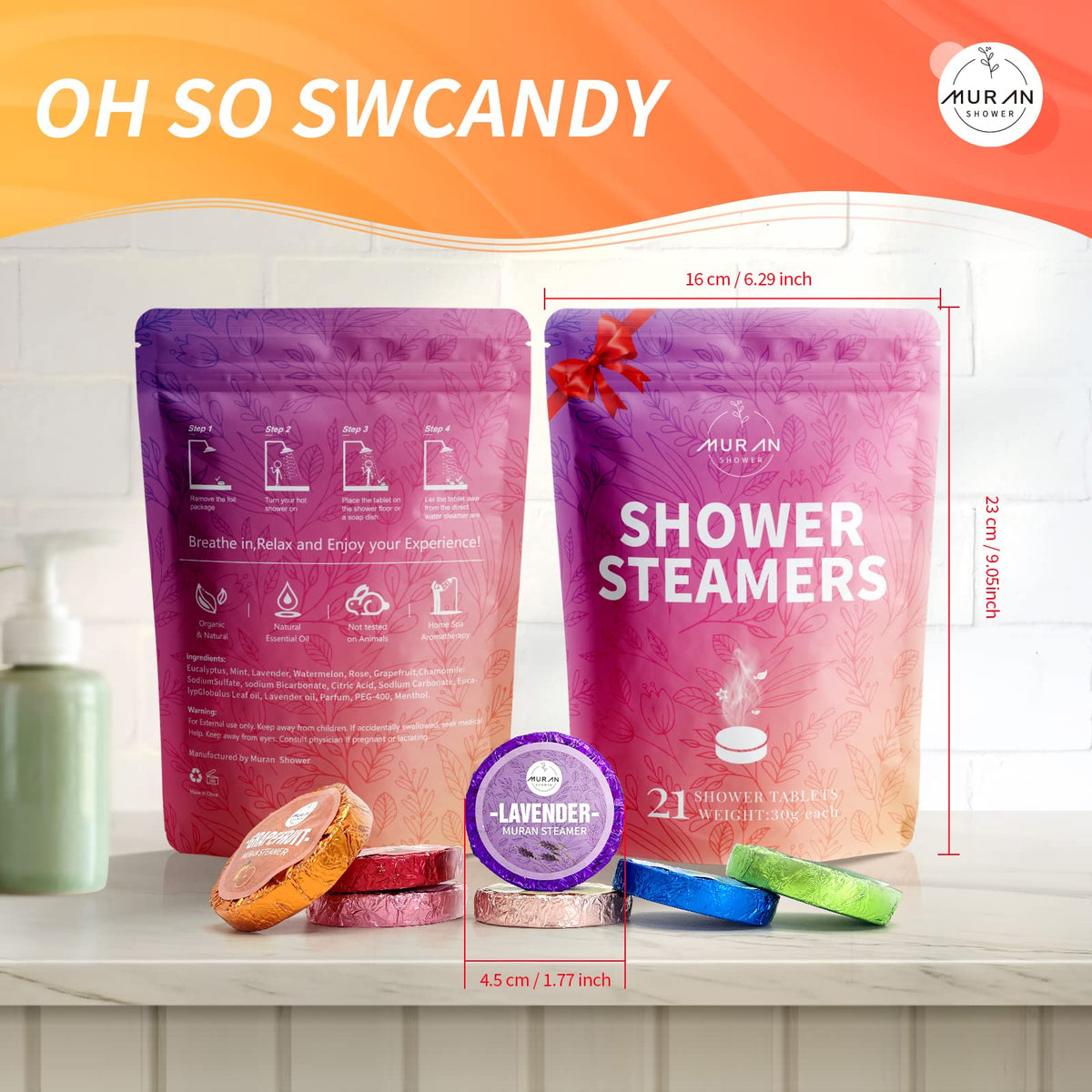 Aromatherapy home spa experience using imported USA relaxation shower steamers