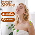 Close up view of clean plant derived vegan shower steamer tablets