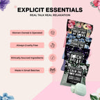 Explicit Essentials stress relief spa gift set showing the back of the package with step by step instructions for shower aromatherapy