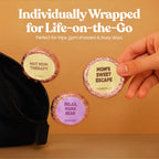 Close-up of the vegan and cruelty-free ingredients label on the back of the MESMOS gift set packaging.