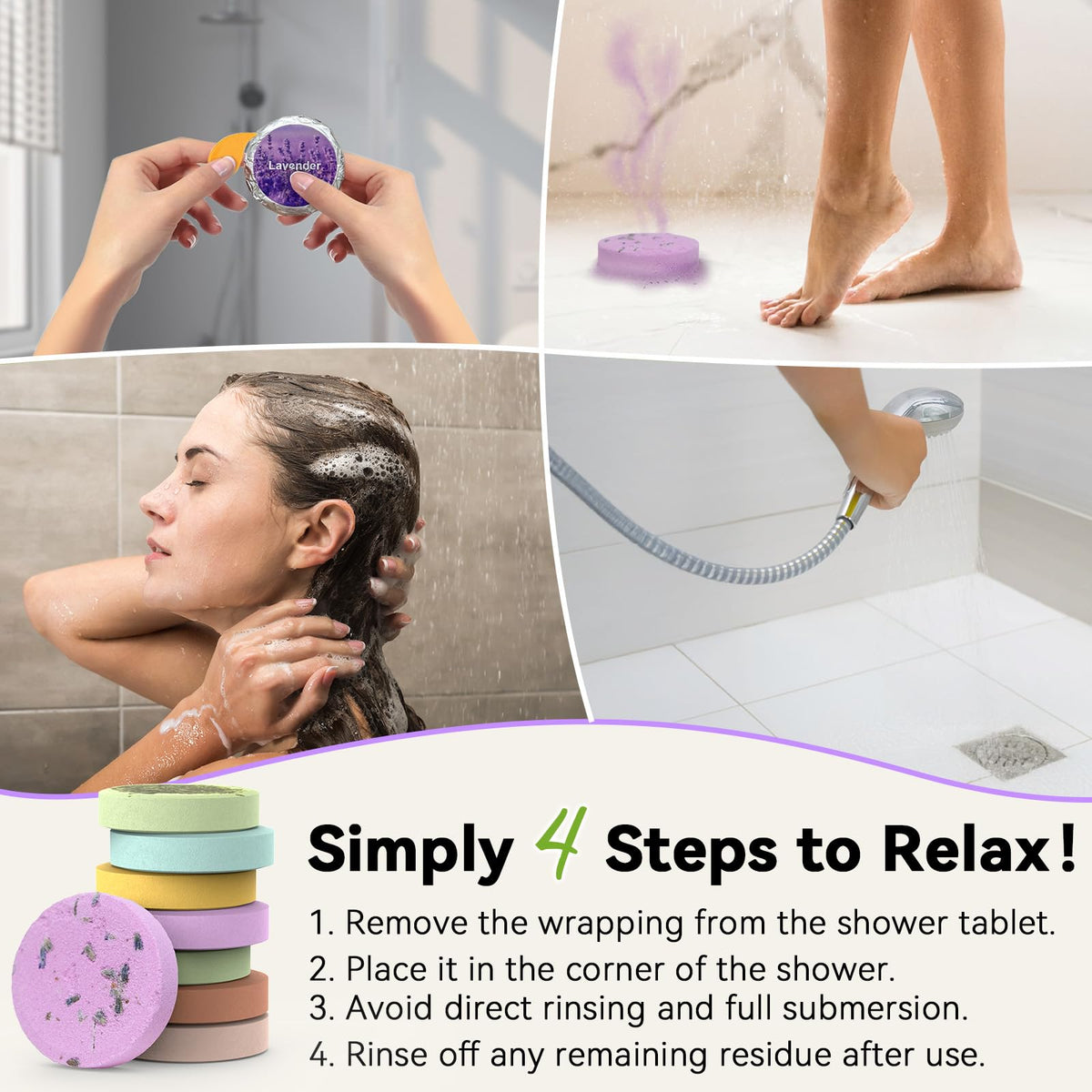 Compact portable aromatherapy steamer tablet being placed in a corner away from a direct heavy water stream.