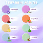 CalmNFiz organic essential oil shower tablets individually wrapped in Lavender Lemon and Peppermint fragrances.