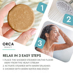 Close up of Orca Beauty eucalyptus essential oil infused shower steamers texture