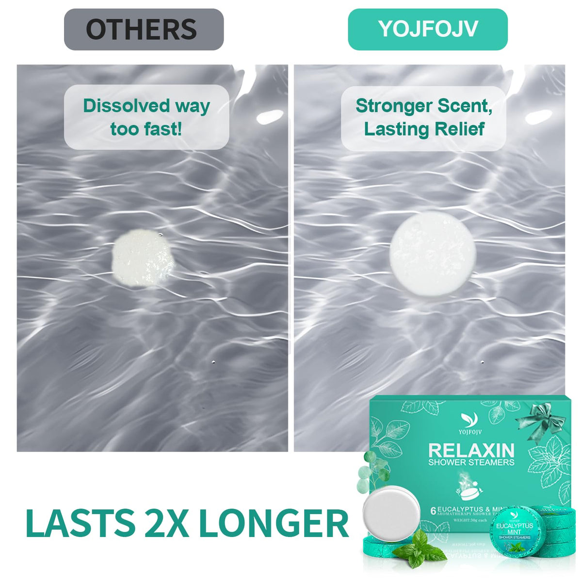Close up view of clean dissolving sinus relief shower steamer without botanical residue