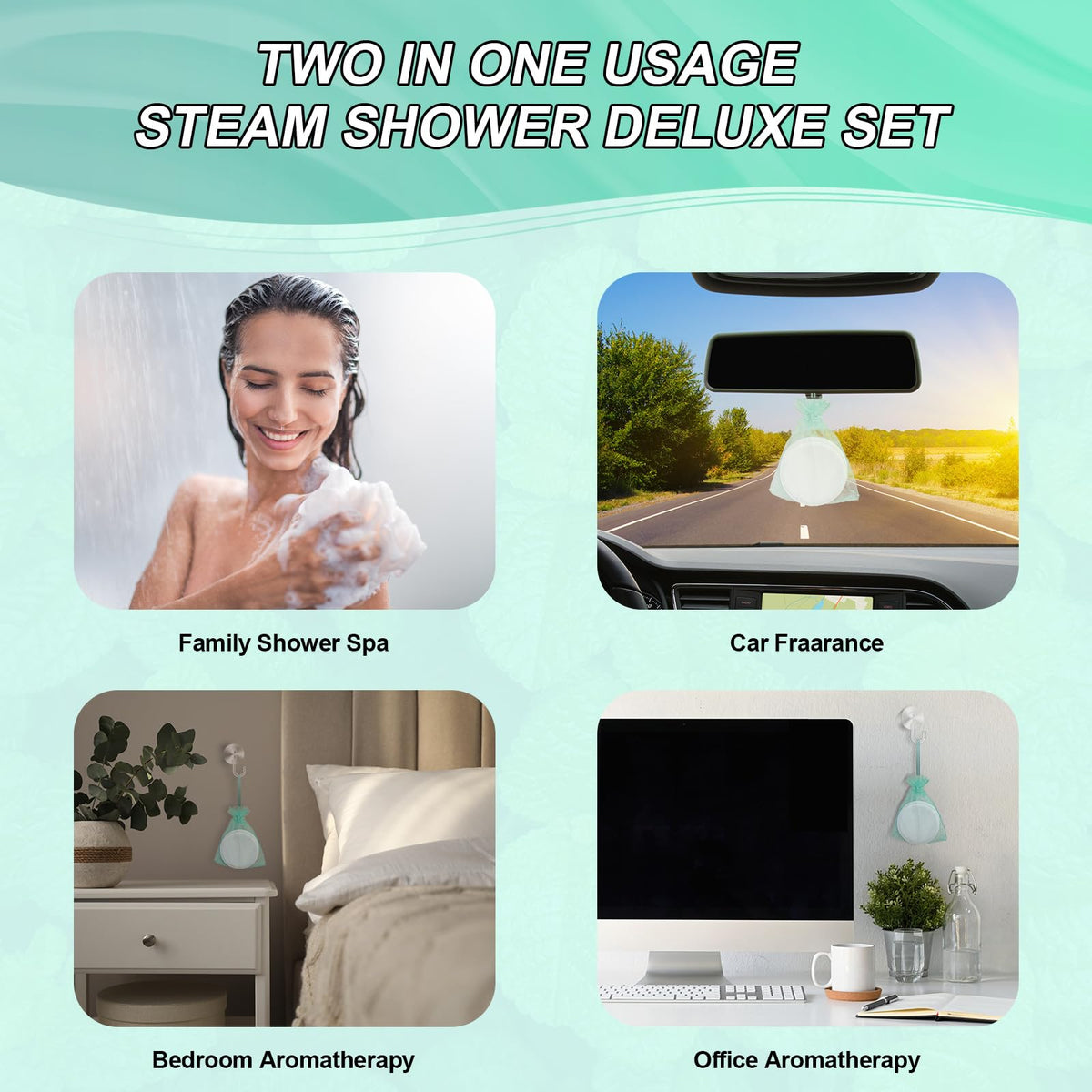 Organic mint and eucalyptus shower vapor tablets packaging details and instructions