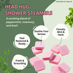 Ten pack of peppermint and rosemary shower bomb tablets placed together