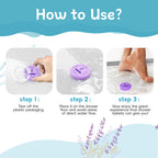 Infographic demonstrating correct tablet placement away from the direct water stream