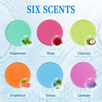 Relaxing lavender and peppermint shower bath bombs package layout