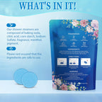 Close up of individual fizzing shower steamer tablet packaging