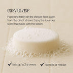 Premium USA imported vegan self care shower tablets close up view