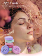 Water activated effervescent shower tablet releasing therapeutic essential oil vapors