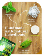 Individually wrapped eucalyptus and menthol aromatherapy tablets displayed outside the box for sinus relief.