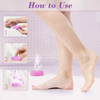 Unwrapped individual lavender and mint shower steamers activating under gentle water steam.