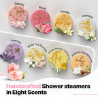 SWCANDY natural essential oils shower tablets being activated by warm water steam on floor