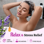 Organic shower bombs with natural plant extracts arranged alongside their premium purple gift pouch.