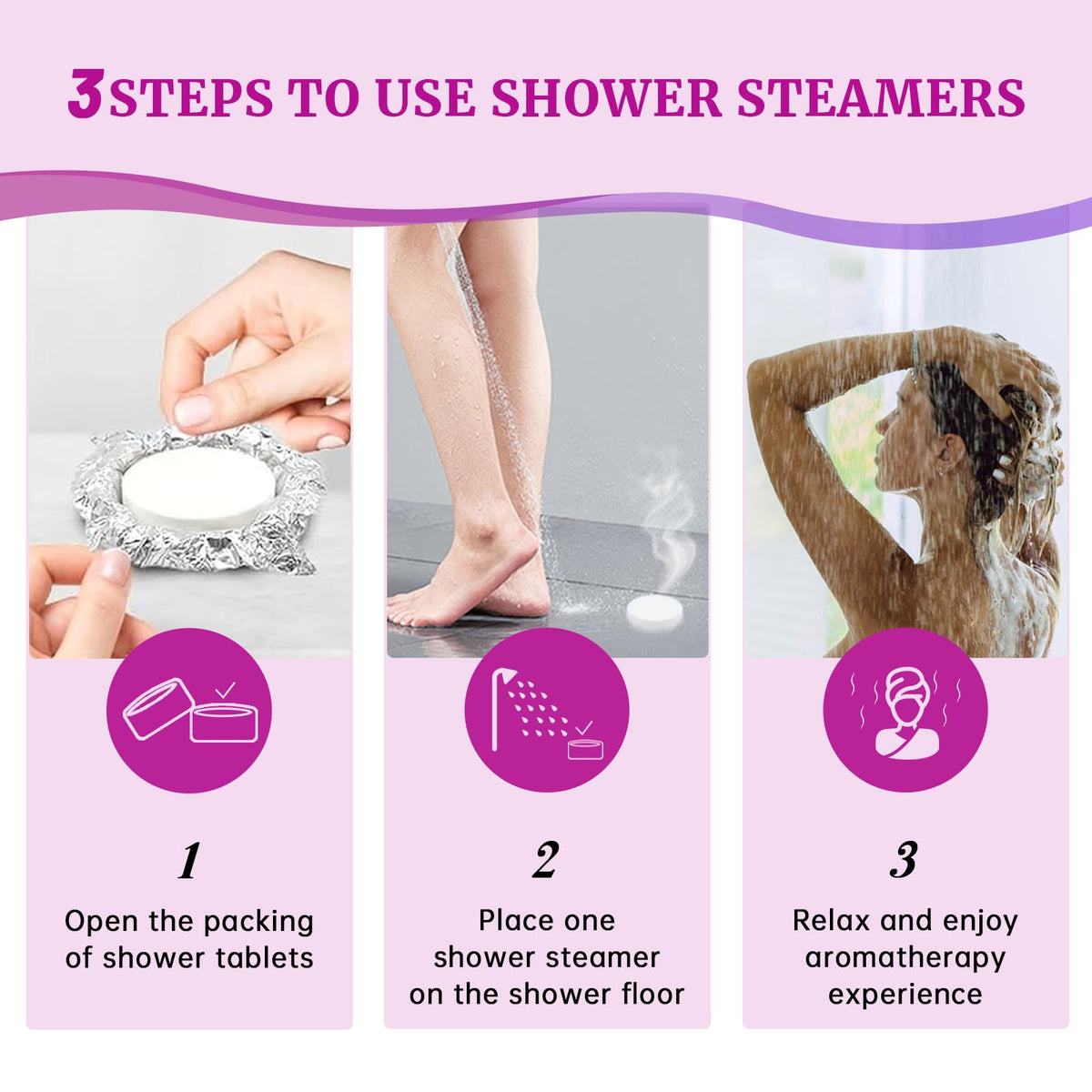 Self care gift set presentation of the eighteen count aromatherapy shower steamers for relaxation.