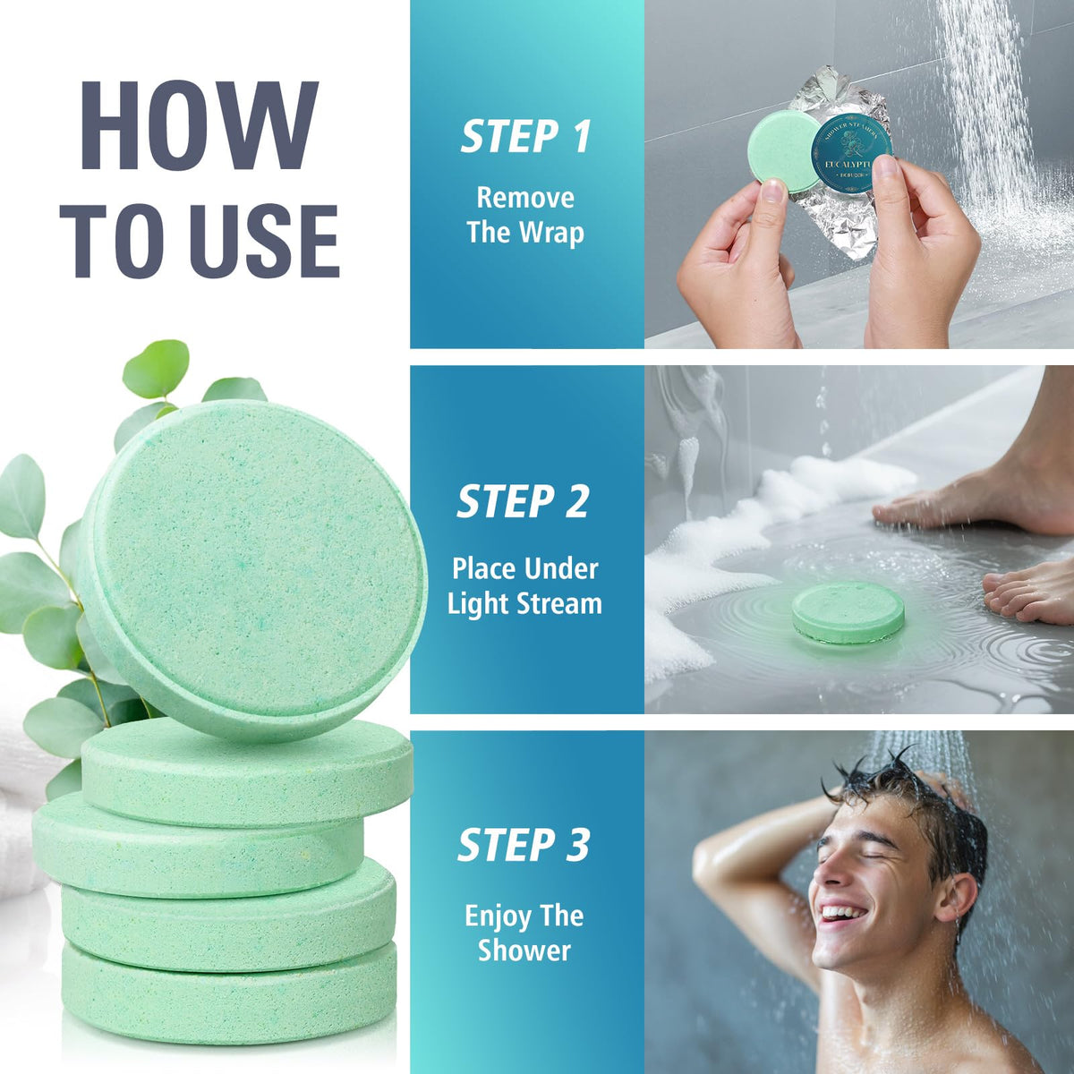 Relaxing home spa shower steamers for boyfriend or husband gift.