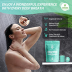Premium shower steamer tablet dissolving on bathroom floor releasing aromatic vapor