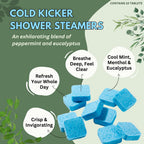 The Herbal Zen congestion relief shower steamers packaging showing ingredients and clear usage instructions
