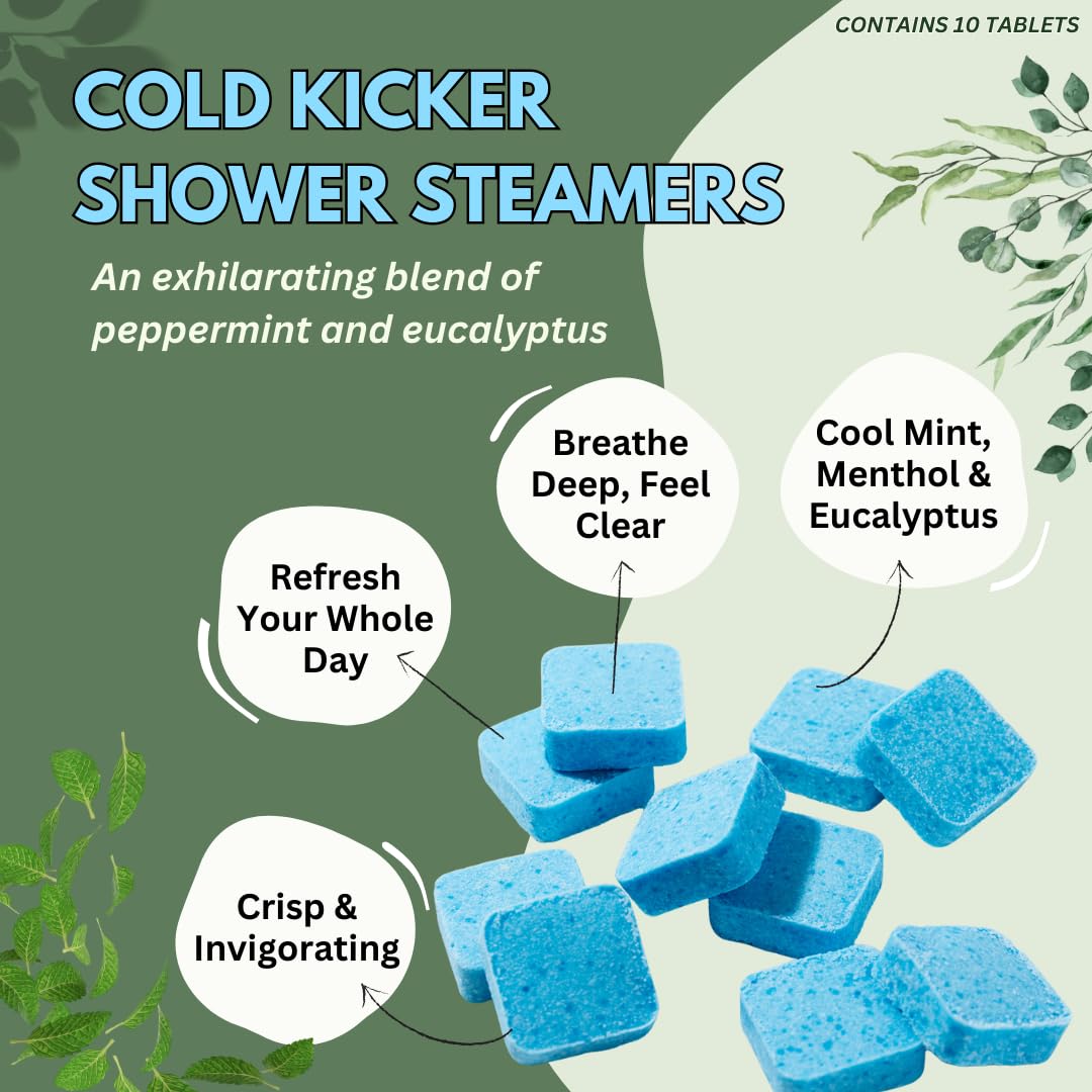 The Herbal Zen congestion relief shower steamers packaging showing ingredients and clear usage instructions