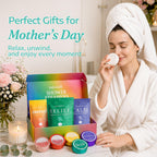 Six varieties of JoJowell essential oil shower tablets arranged by color and scent.