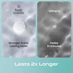 Close up look at the natural ingredients and crisp packaging of premium eucalyptus shower steamers.