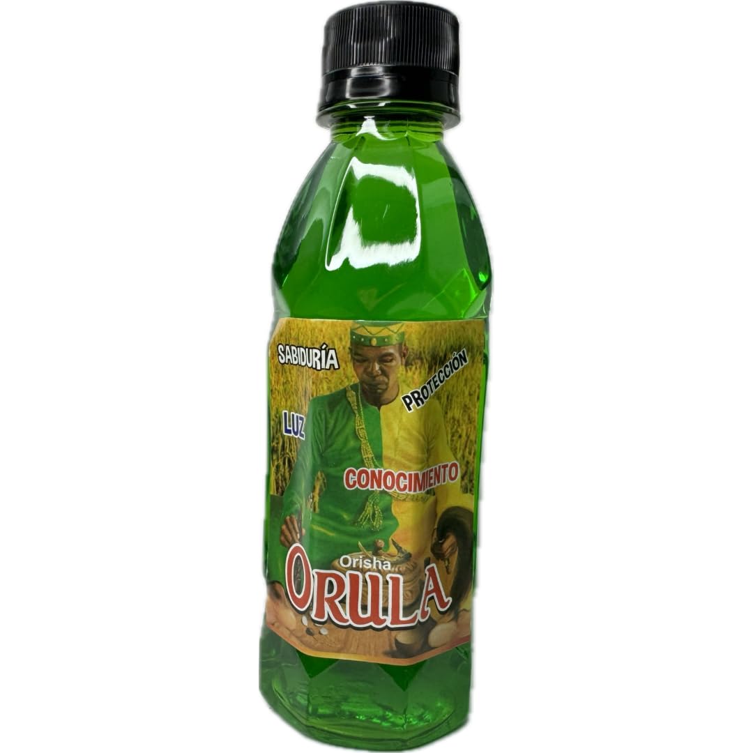 Close up of 8 fluid ounce Orisha Orula esoteric ritual lotion