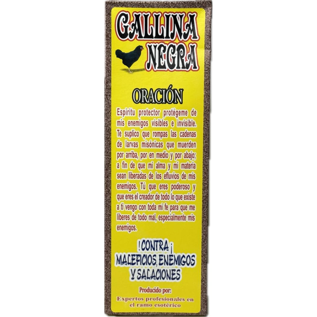 Side profile of 8 fluid ounce Gallina Negra spiritual bottle