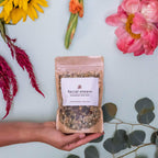 Instructional graphic for Wildflower Wellness herbal steam treatment