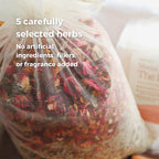 Organic rose petals and lavender in Sprigs bath blend